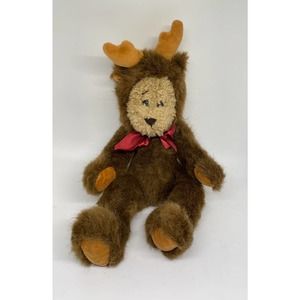 Vintage PBC Int'l Teddy Bear 10" Brown Stuffed Plush Reindeer Suit Christmas